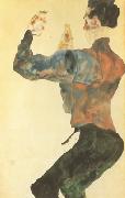 Egon Schiele Self-Portrait with Raised Arms,Back View (mk12) oil on canvas